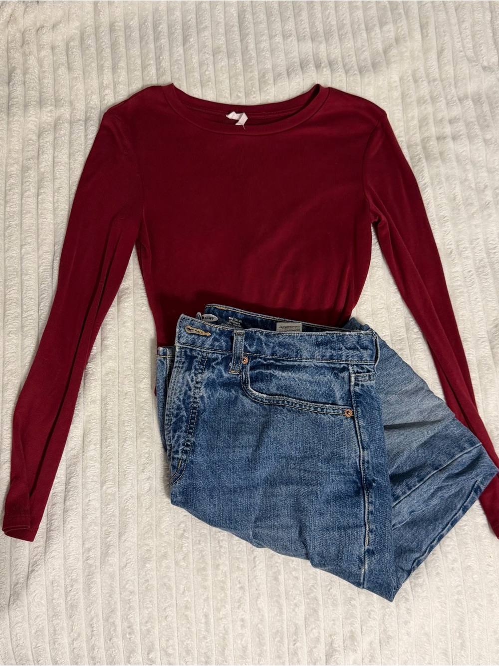Elodie Long Sleeve Crewneck Top - Burgundy Wine